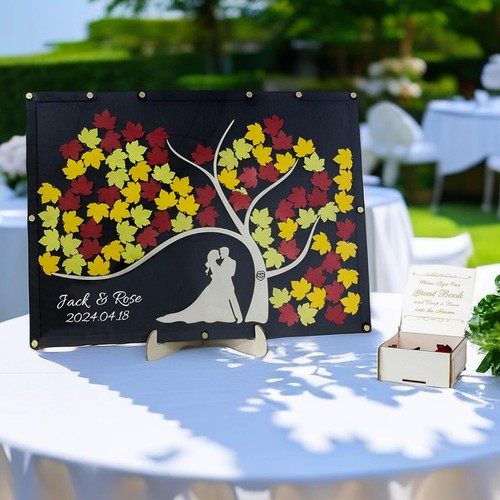 Custom wood wedding guest book - custom,