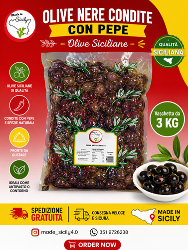 Olive nere siciliane condite - nere,